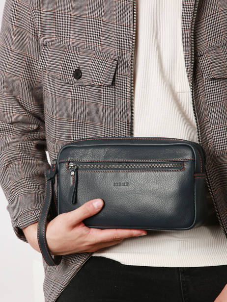 Pochette Homme FoulonnÃ© Cuir Etrier Bleu foulonne EFOU721S vue secondaire 1