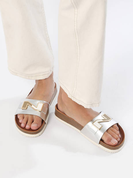 Slippers In Leather Nathan baume Silver women 241N70 other view 2