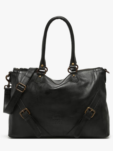 Shoulder Bag Strappy Leather Basilic pepper Black strappy BSTR03