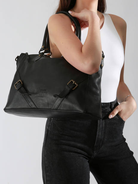 Shoulder Bag Strappy Leather Basilic pepper Black strappy BSTR03 other view 1