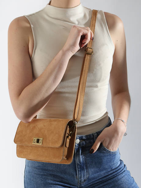 Sac BandouliÃ¨re Velvet Cuir Milano Marron velvet VE24115 vue secondaire 1