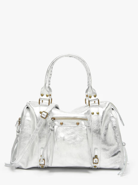 A4 Size Shoulder Bag Nine Leather Milano Silver nine NI24093