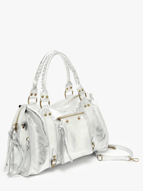 A4 Size Shoulder Bag Nine Leather Milano Silver nine NI24093 other view 2