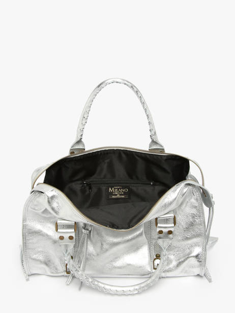 A4 Size Shoulder Bag Nine Leather Milano Silver nine NI24093 other view 3