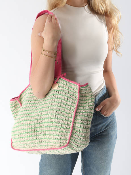 Shoulder Bag Over The Rainbow Cotton Le voyage en panier Green over the rainbow PM870 other view 1