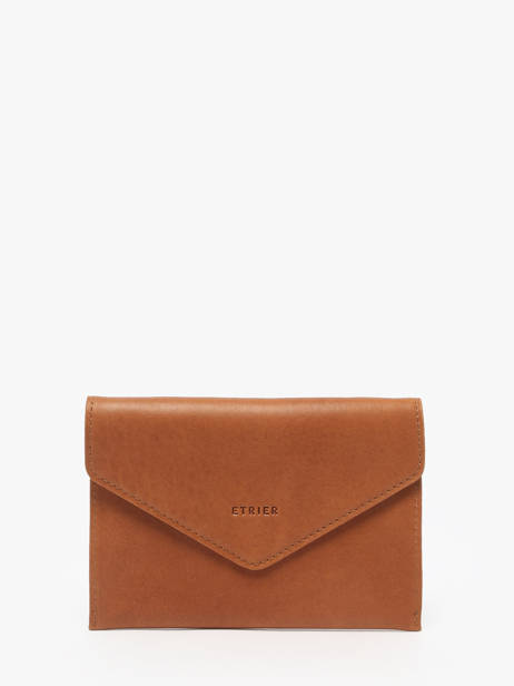Leather Passport Holder Oil Etrier Brown oil EOIL054
