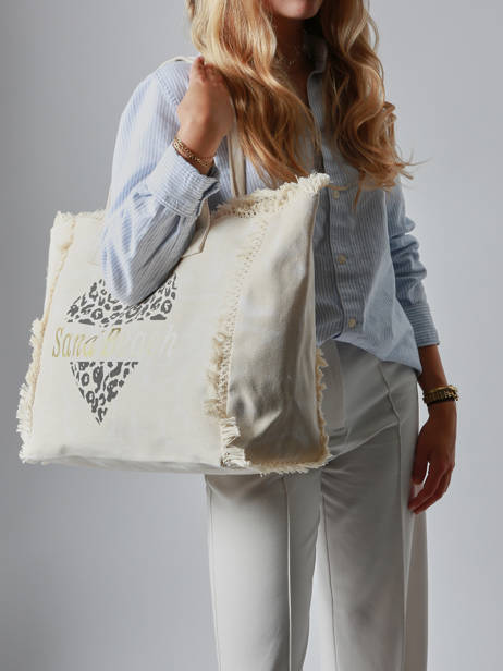 Sac Porté épaule Cabas Coton Miniprix Beige cabas Q641 vue secondaire 1
