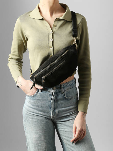 Sac Banane Cuir Milano Noir velvet VE24119O vue secondaire 1