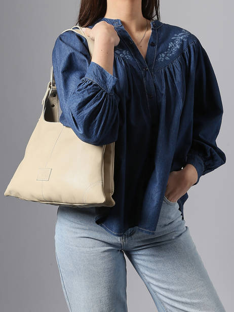 Sac Porté épaule Seam Cuir Basilic pepper Beige seam BSEA05 vue secondaire 1