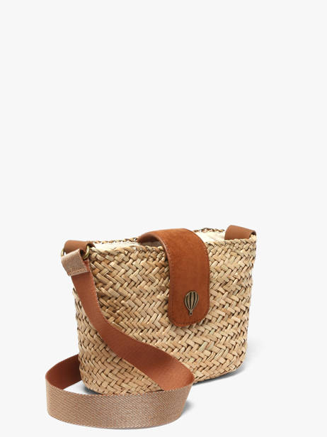 Sac Bandoulière Estival Raphia Le voyage en panier Marron estival PM944 vue secondaire 1