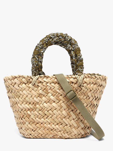 Sac Porté Main Bandana Paille Le voyage en panier Vert bandana PM968 vue secondaire 3
