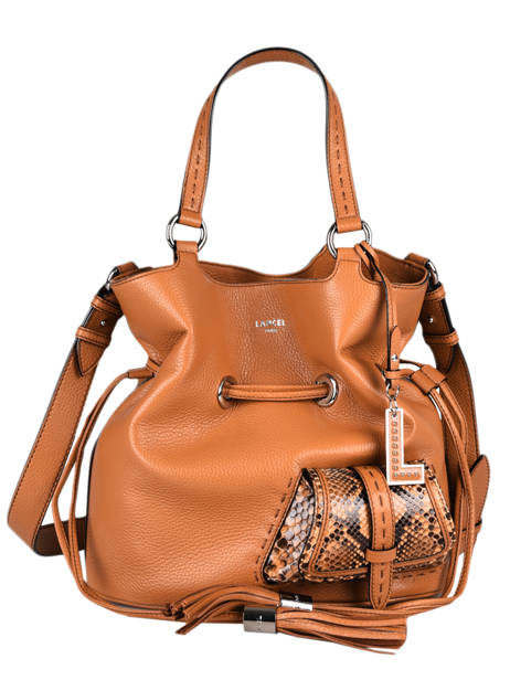Medium Leather Bucket Bag Premier Flirt Python Lancel Brown premier flirt A10529 other view 2