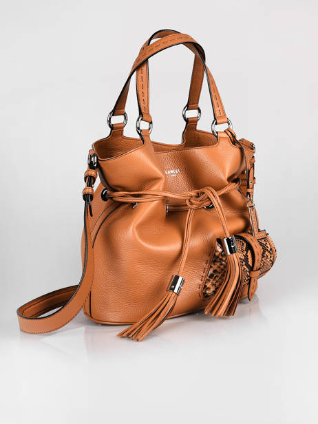 Medium Leather Bucket Bag Premier Flirt Python Lancel Brown premier flirt A10529 other view 3