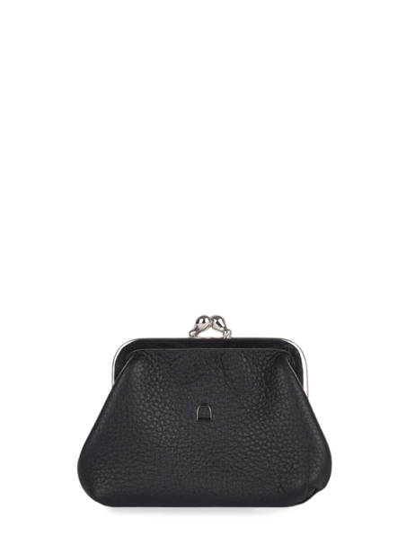 Leather Madras Coin Purse Etrier Black madras EMAD654