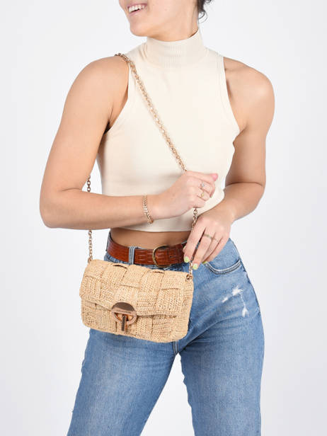 Sac BandouliÃ¨re Moon Damier Raphia Vanessa bruno Beige moon raphia 68V40533 vue secondaire 2