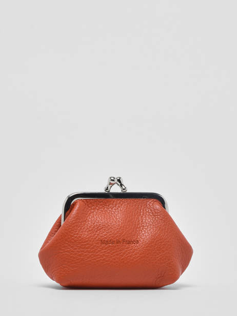 Leather Madras Coin Purse Etrier Orange madras EMAD654 other view 2